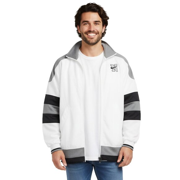 Vintage Nike 90s Tracksuit Jacket Full Zip Windbreaker Swoosh White Black Retro - Picture 1 of 15